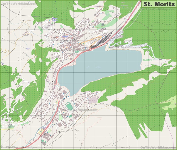 Large detailed map of St. Moritz