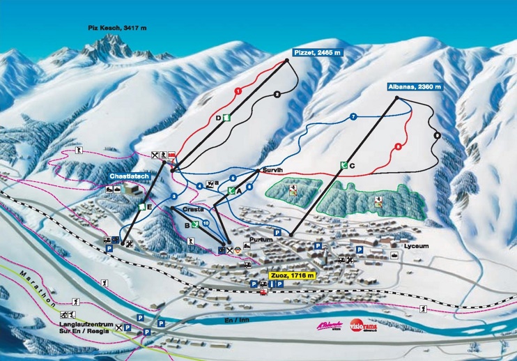 St. Moritz - Zuoz piste map