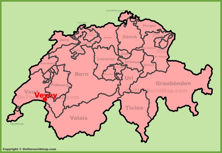 Vevey location on the Switzerland map