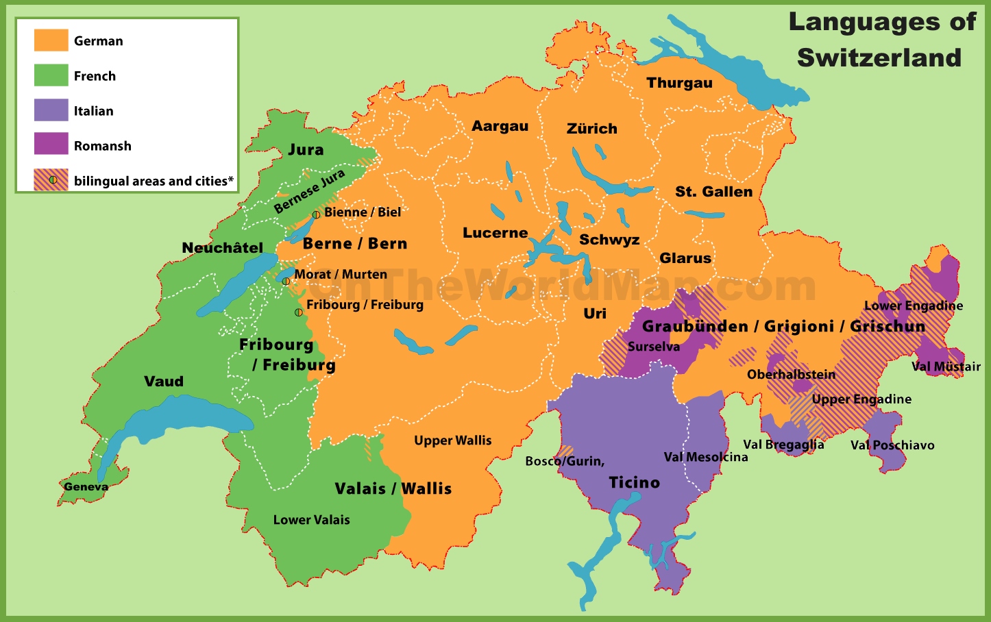 Quel Langue On Parle En Suisse Map of languages in Switzerland