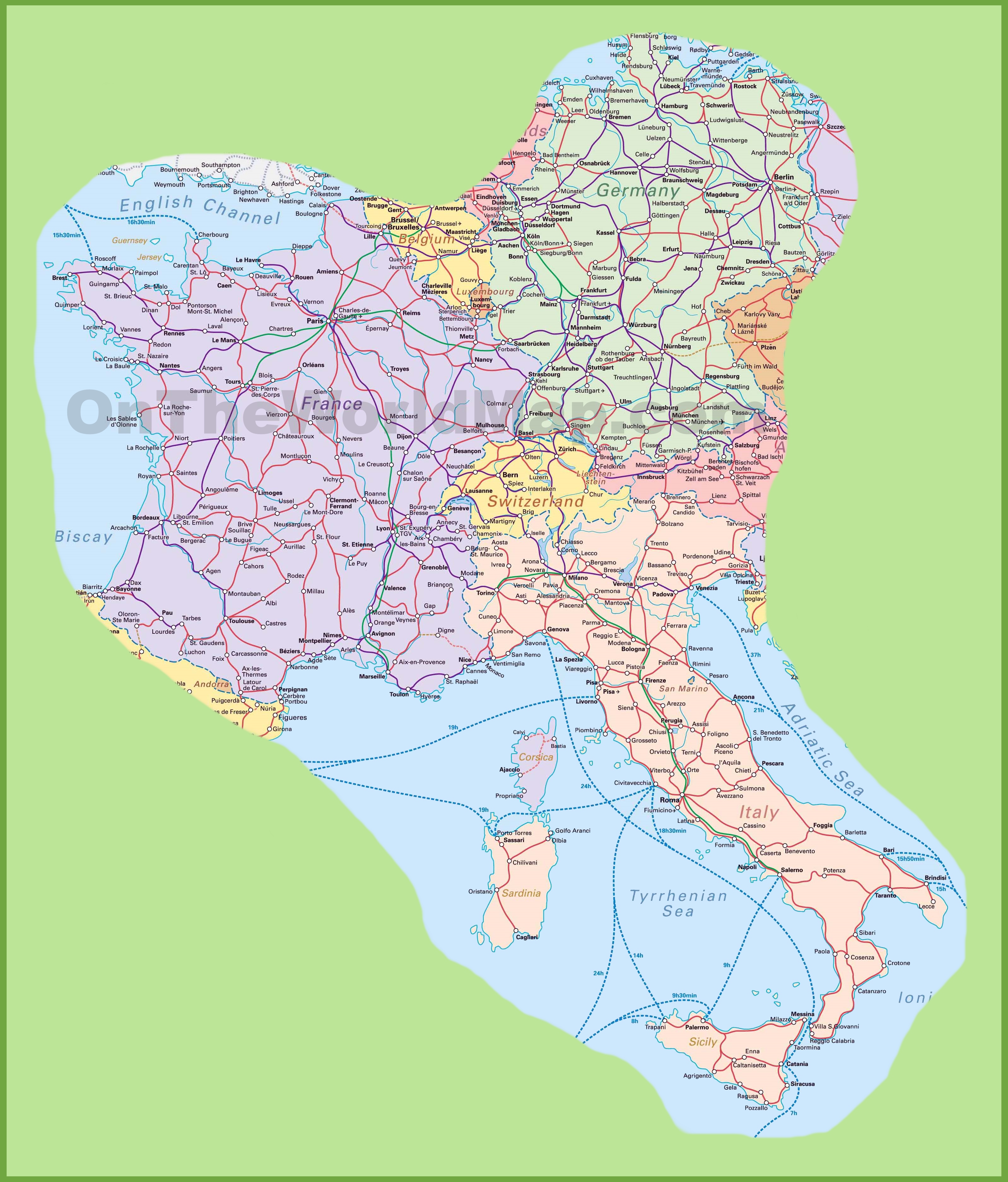 map of italy and france with cities Map Of Switzerland Italy Germany And France map of italy and france with cities