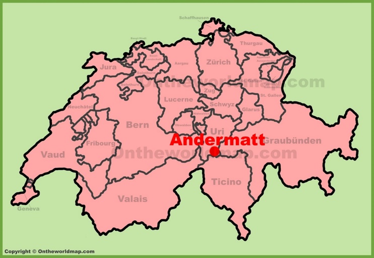 Andermatt location on the Switzerland map