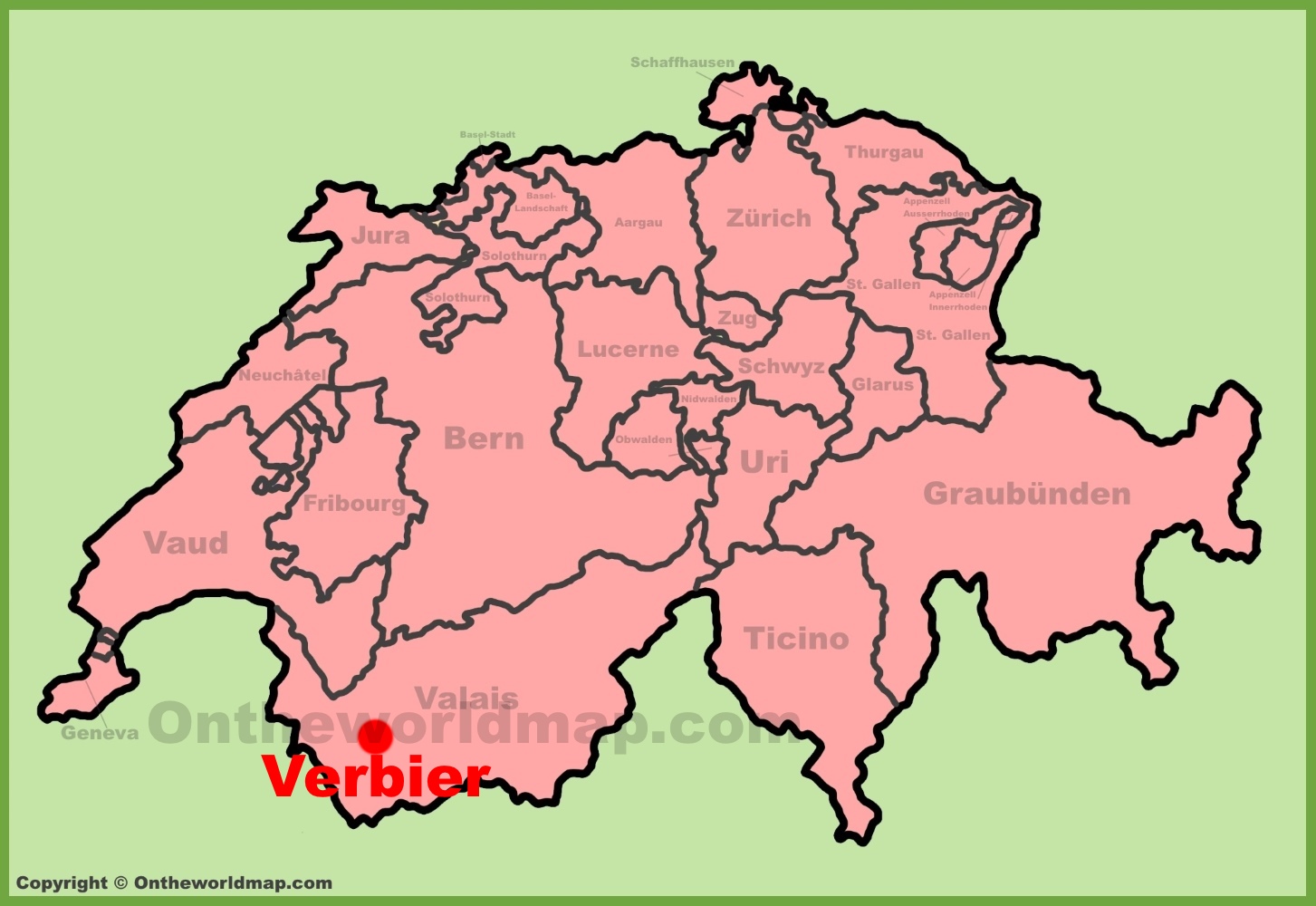 Verbier Location On The Switzerland Map