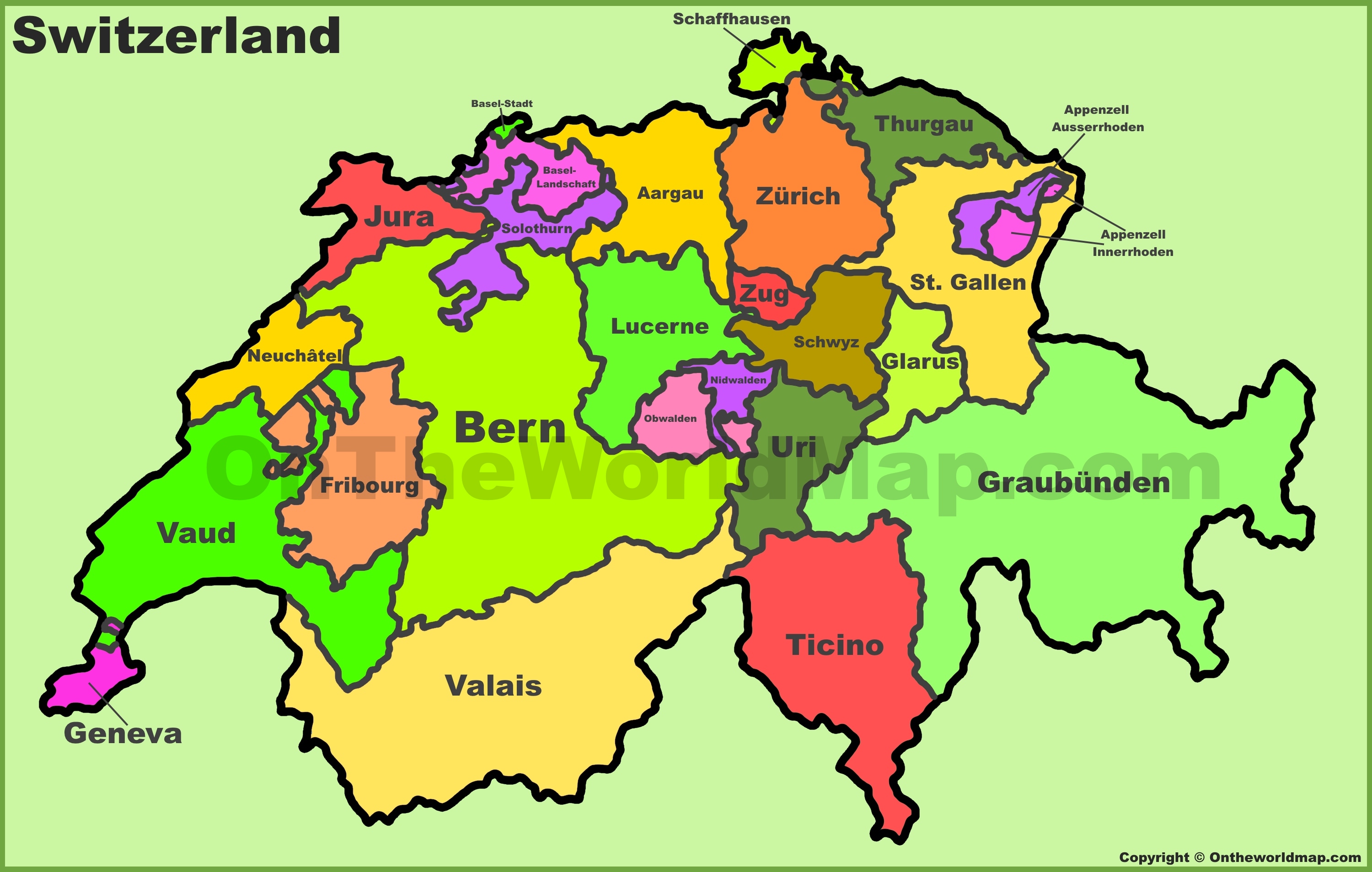 Switzerland political map