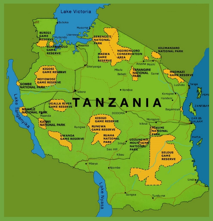 Tanzania national parks map
