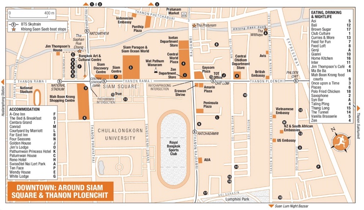 Around Siam Square and Thanon Ploenchit map