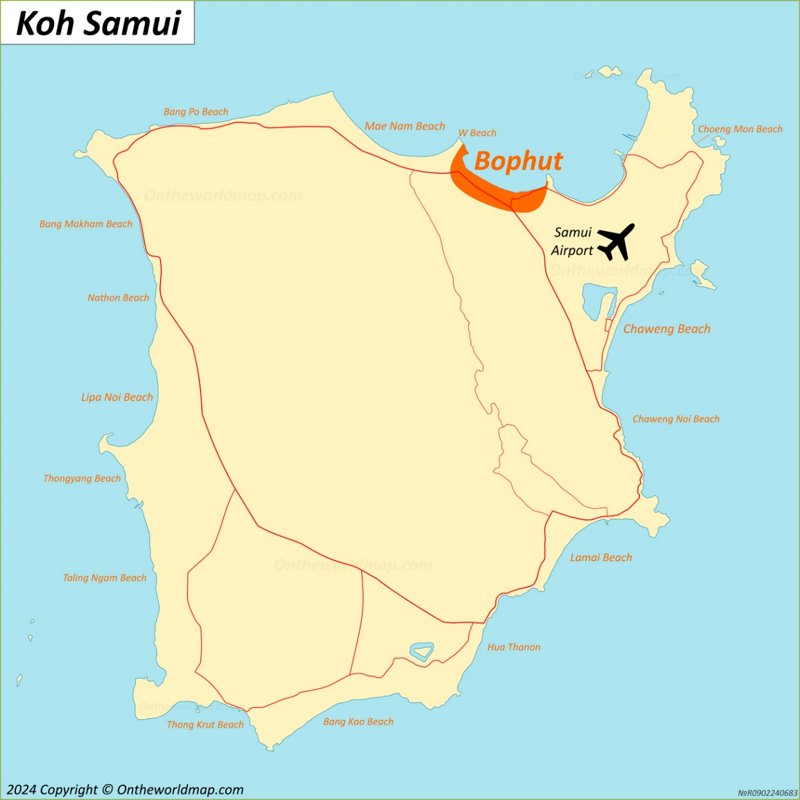 Bophut Location On The Samui Map