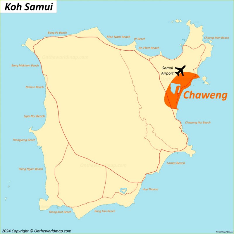 Chaweng Location On The Samui Map