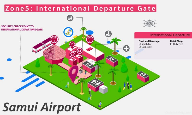 International Departure Gate Area Map - Samui Airport