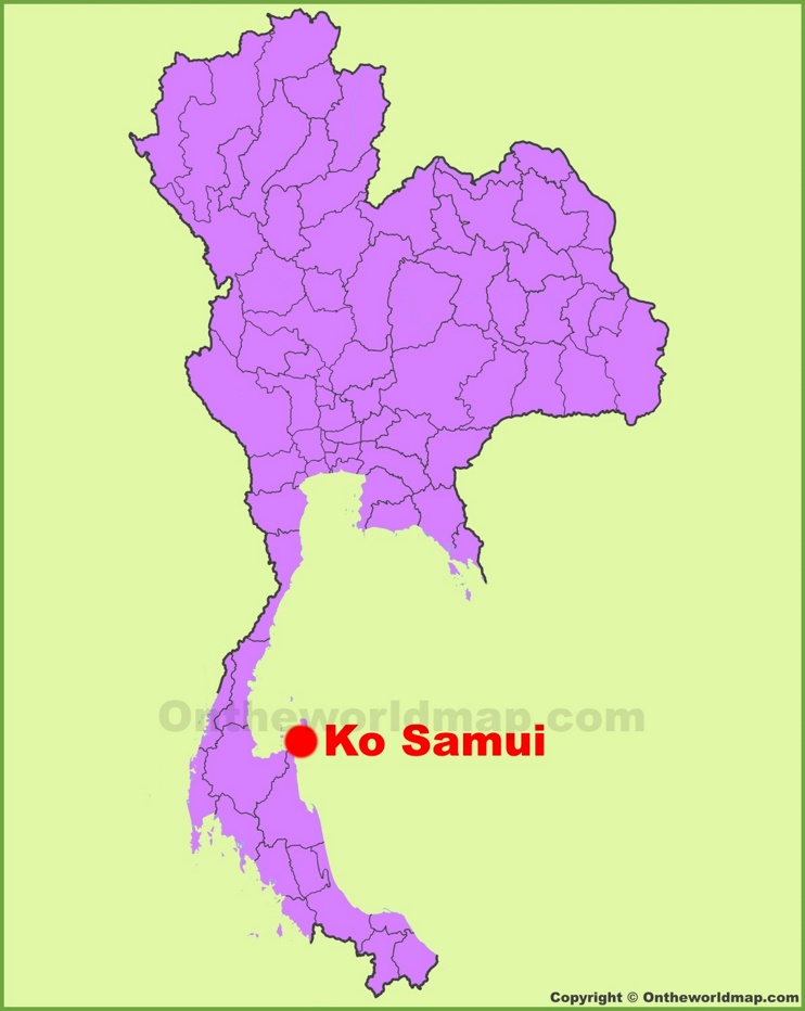Koh Samui location on the Thailand Map