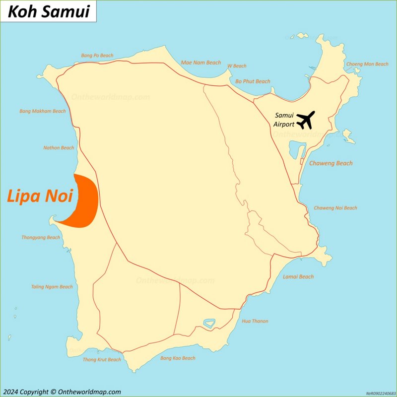 Lipa Noi Location On The Samui Map