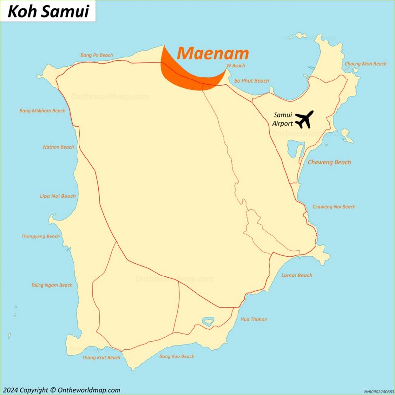 Maenam Location On The Samui Map