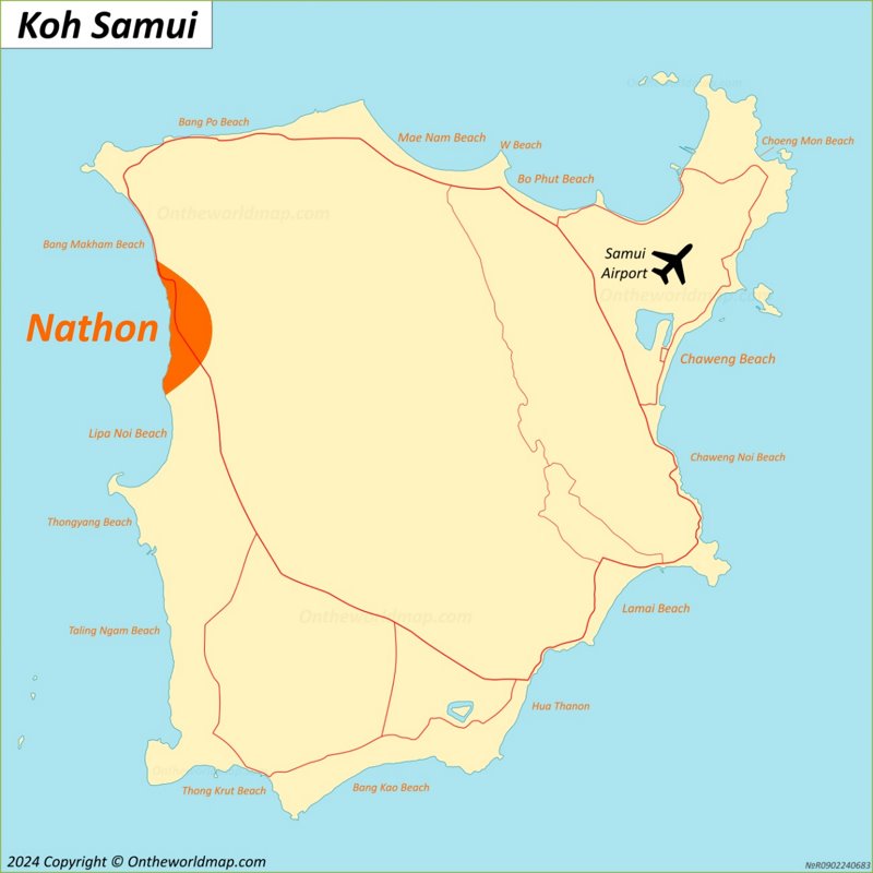 Nathon Location On The Samui Map