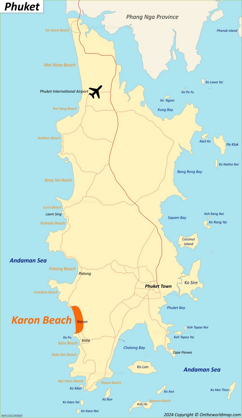 Karon Beach Location On The Phuket Map