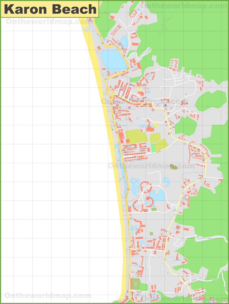 Large detailed map of Karon Beach