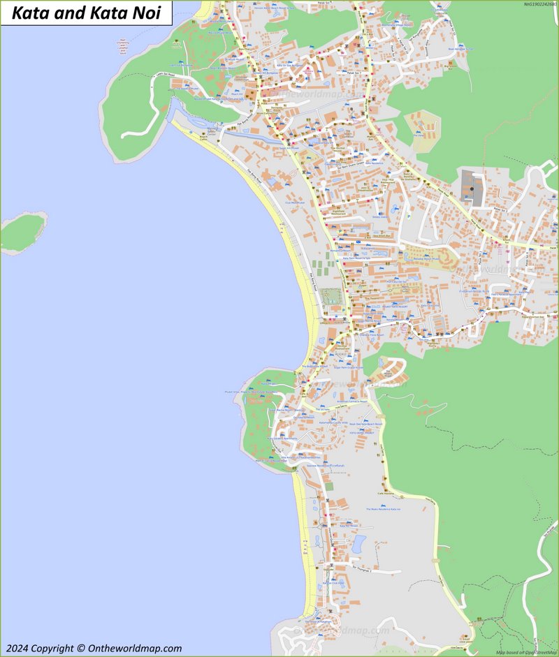 Map of Kata Beach and Kata Noi Beach