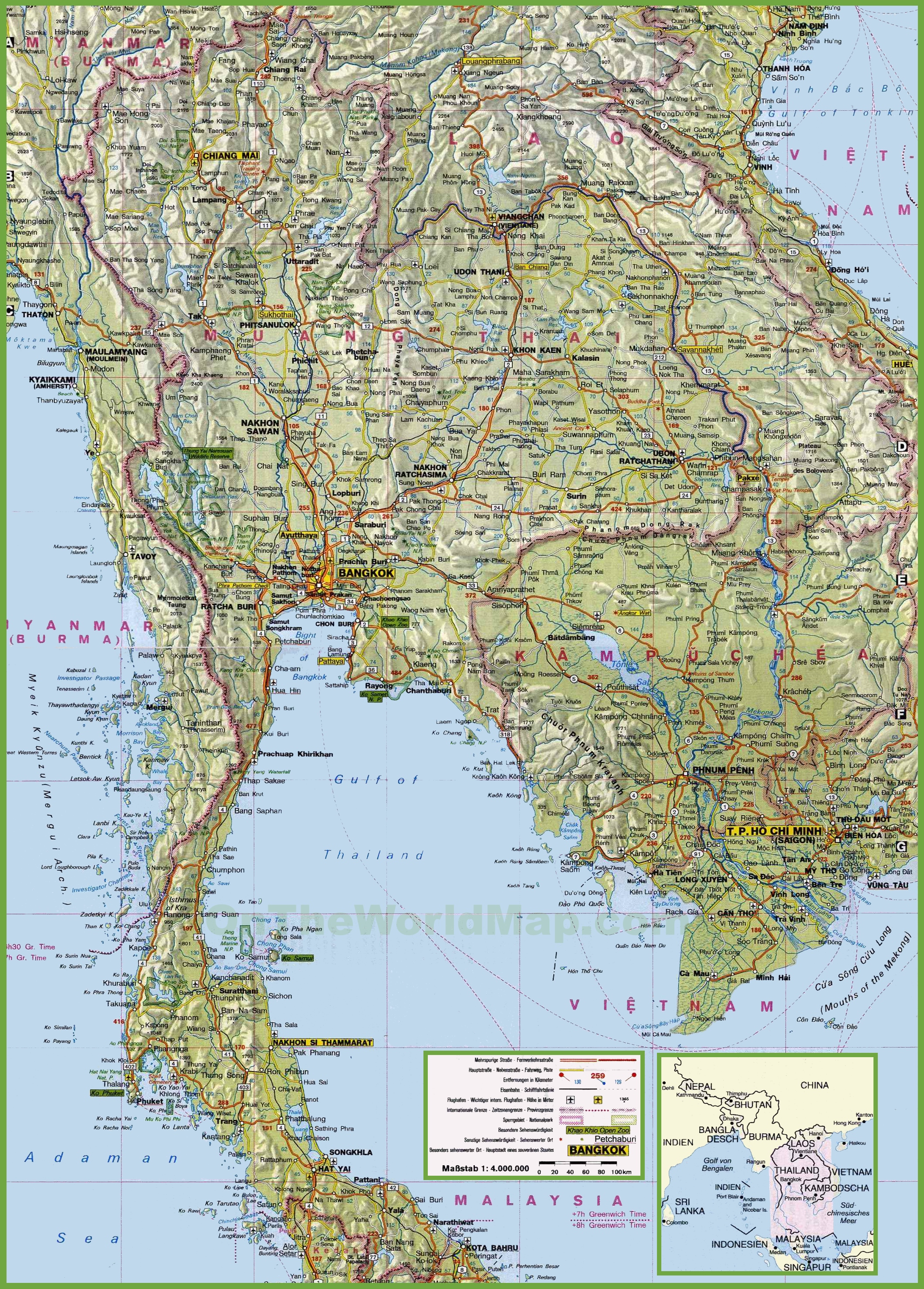 Detailed Map Of Thailand And Islands Wisconsin Map