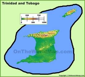 Trinidad and Tobago physical map
