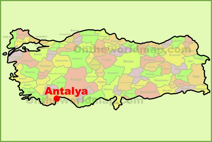 Antalya location on the Turkey Map