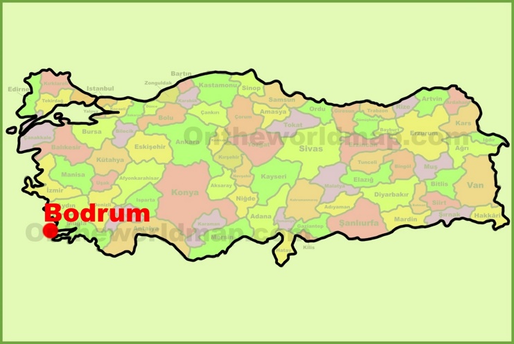 Bodrum location on the Turkey Map