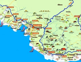 Fethiye area tourist map