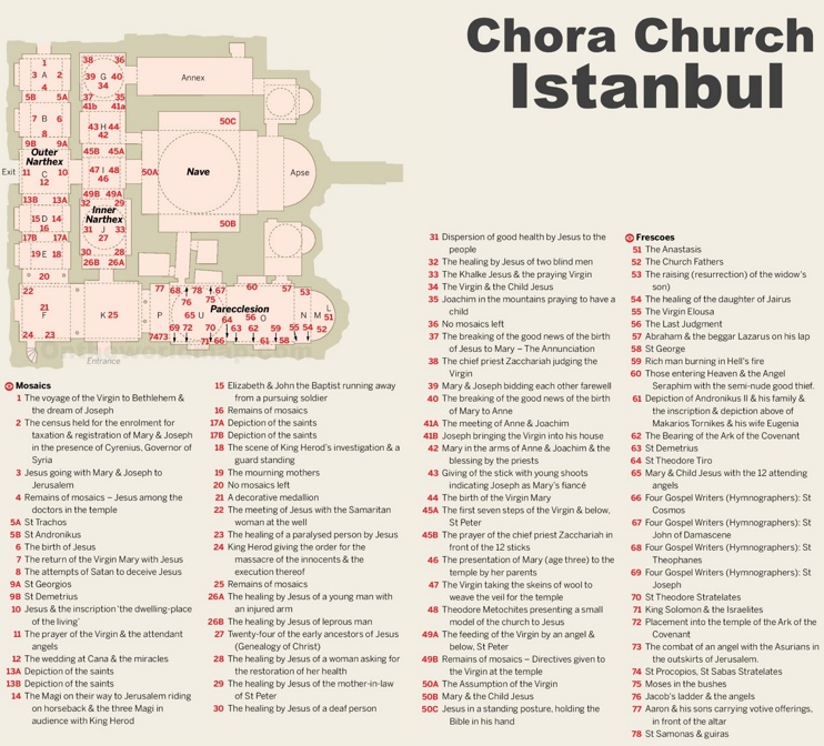 Istanbul Chora Church map