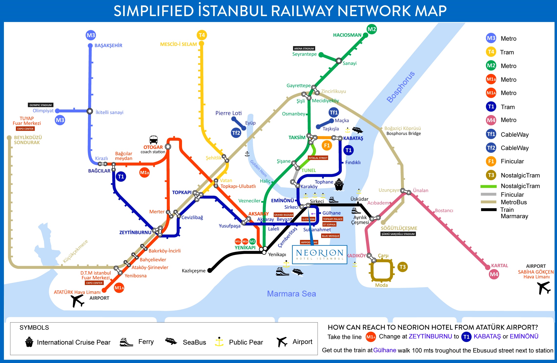 Istanbul metro and tram map