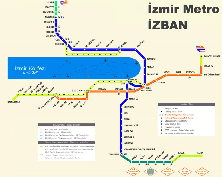 İzmir İZBAN and metro map