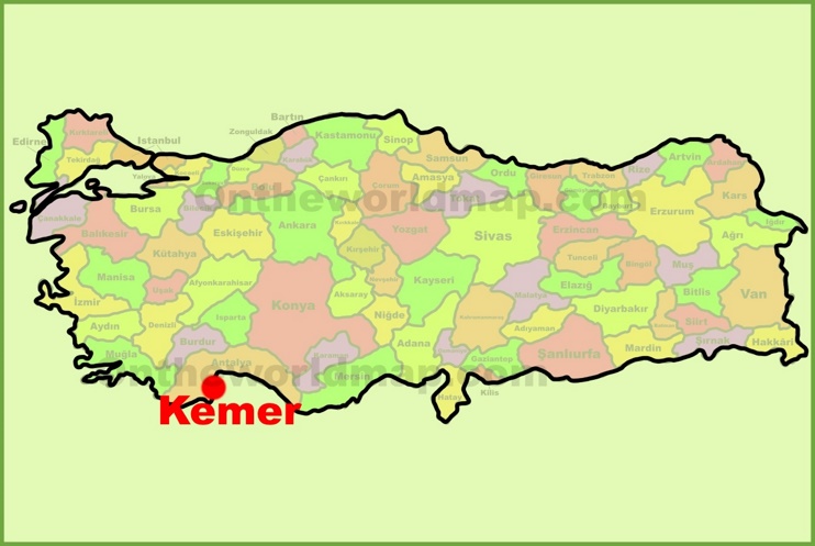 Kemer location on the Turkey Map