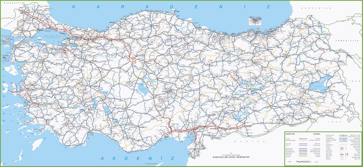 Large detailed map of Turkey with cities and towns
