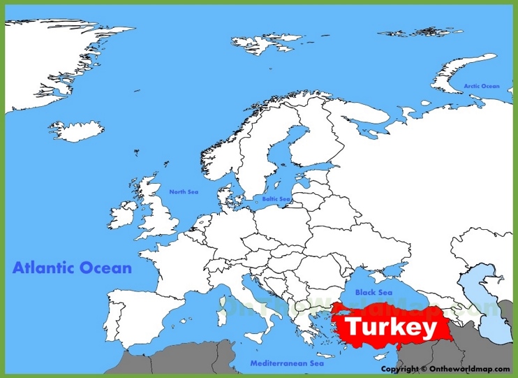 Turkey location on the Europe map