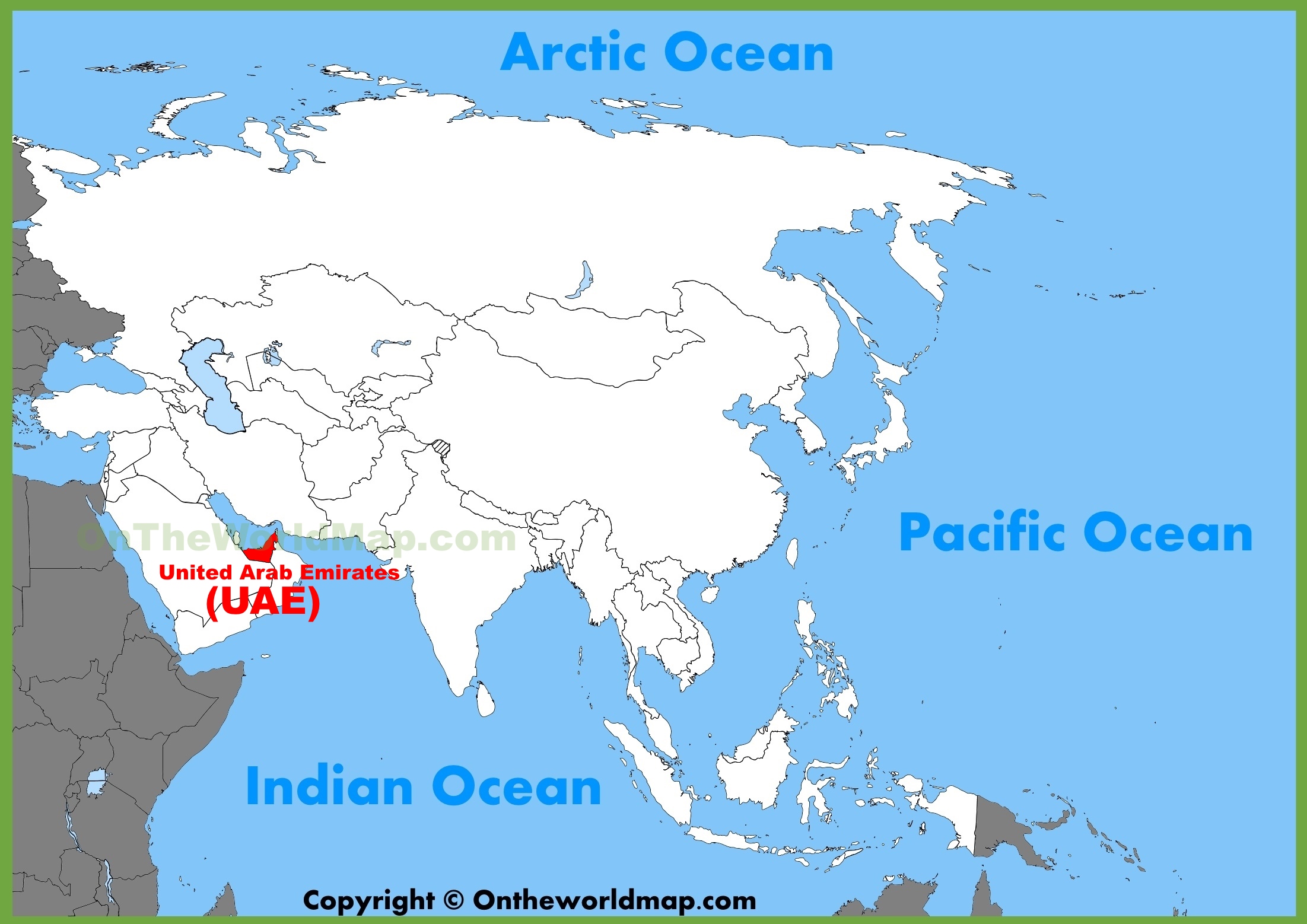 Map Of Asia Showing United Arab Emirates 88 World Maps