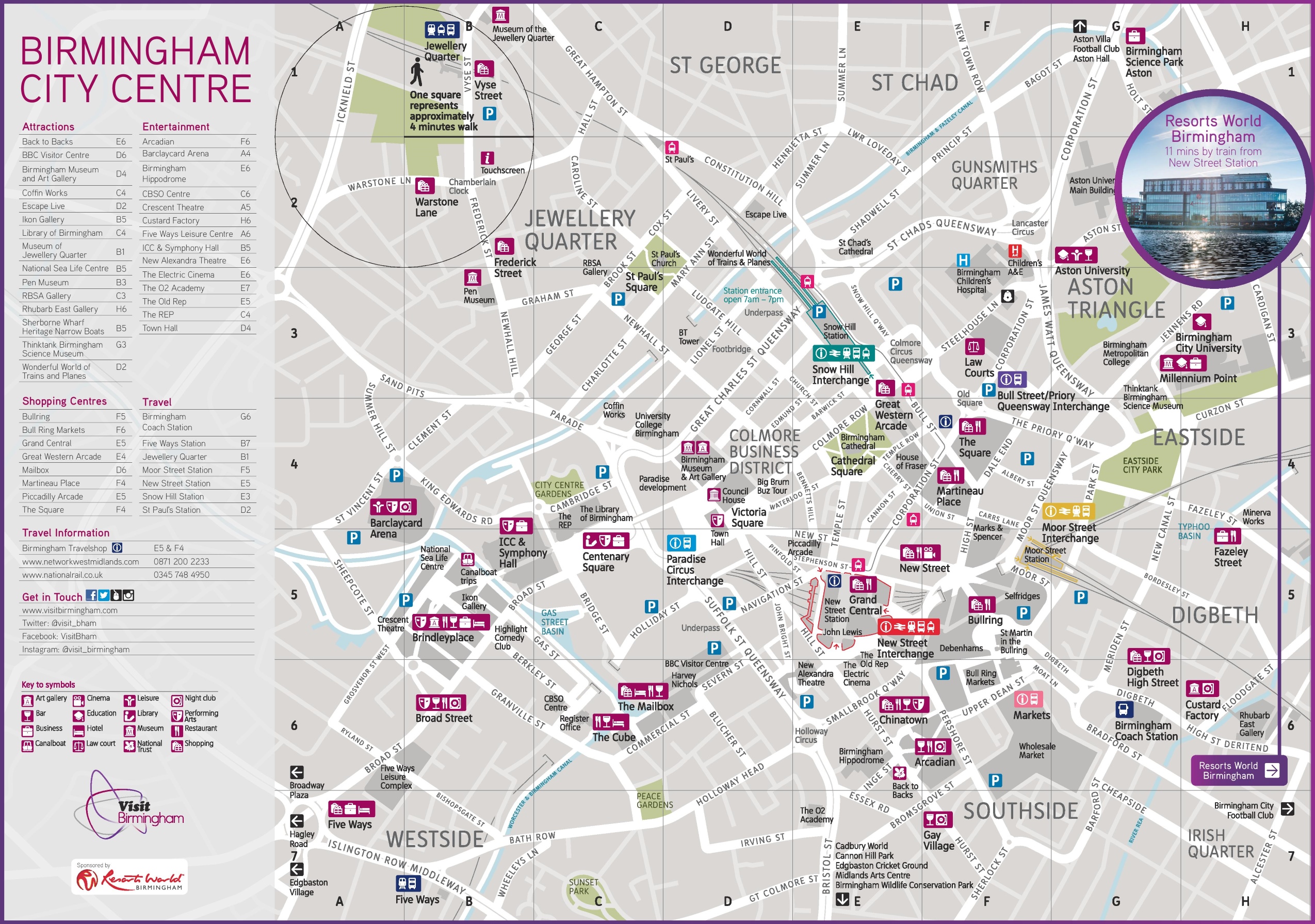 Birmingham City Centre Map  Map Of South America