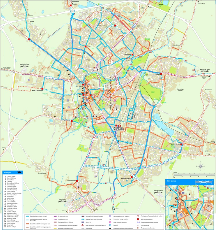 Cambridge cycling map