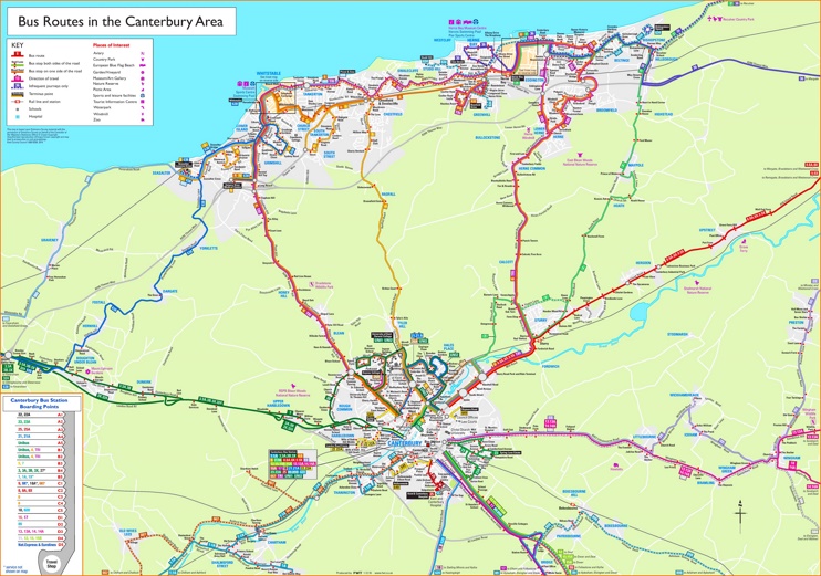 Canterbury bus map