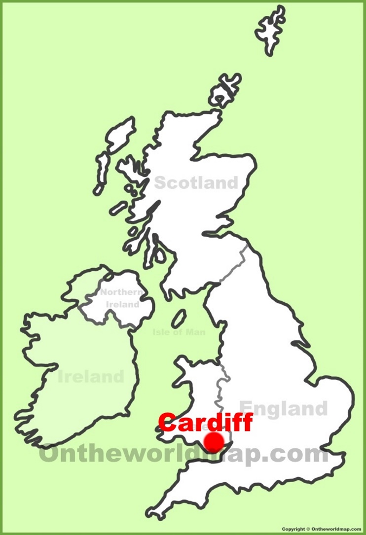 Cardiff location on the UK Map 