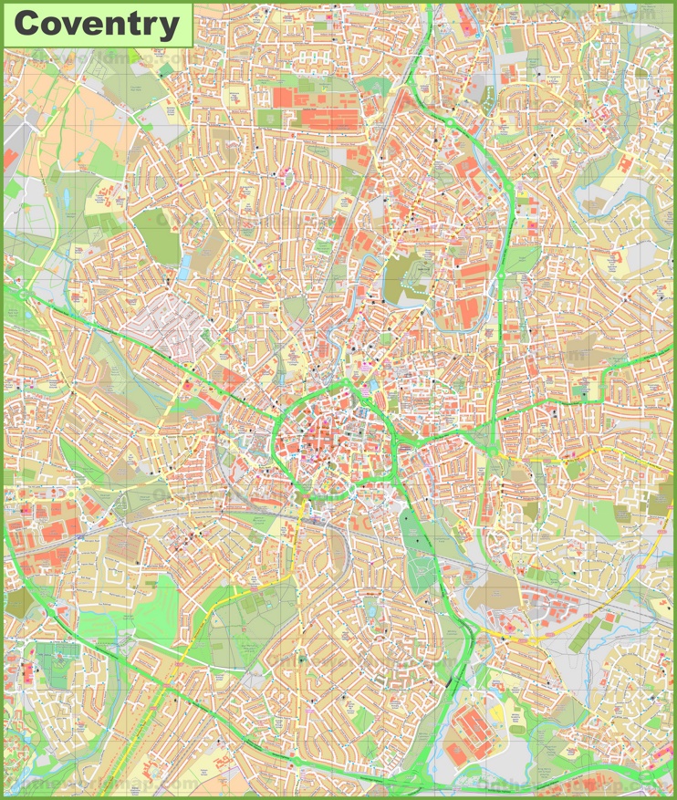 Detailed map of Coventry