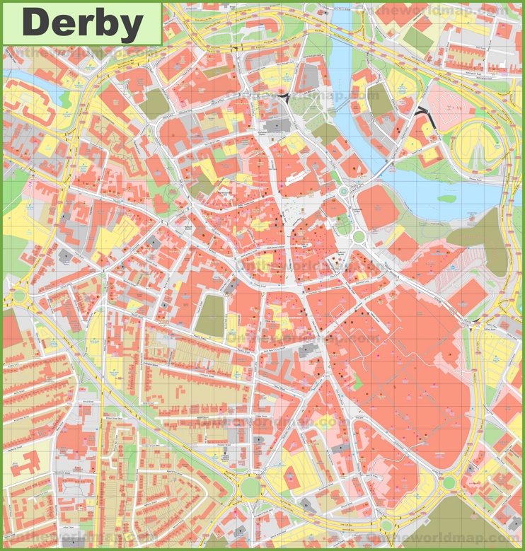 Derby city centre map