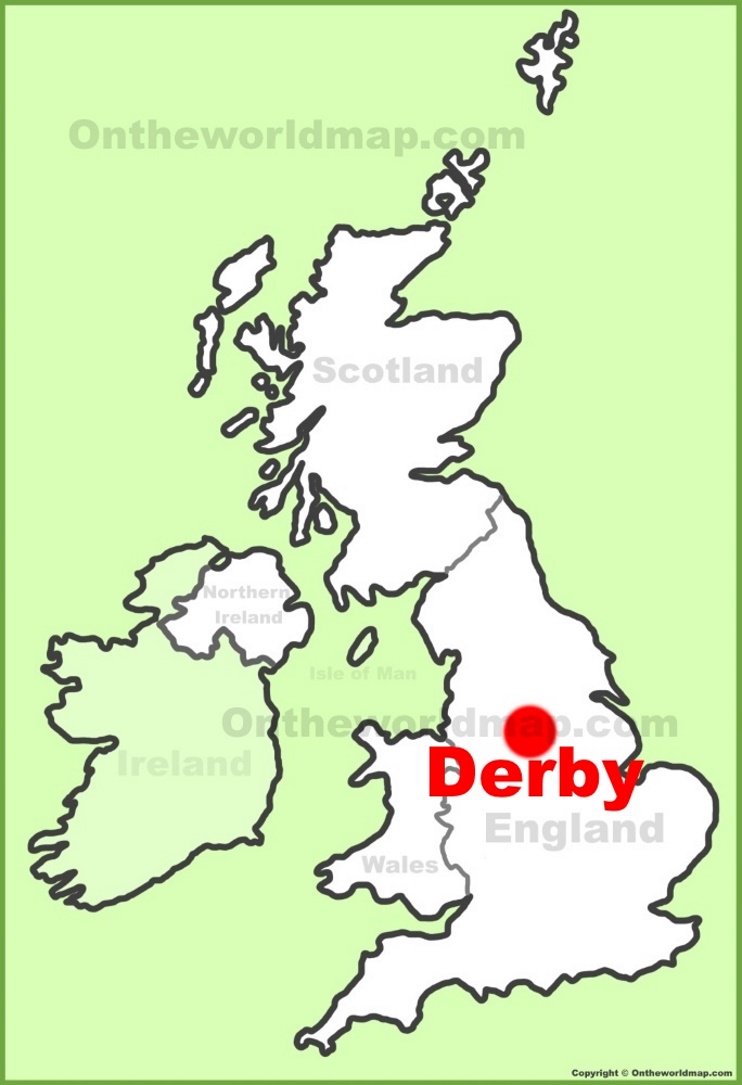 Derby location on the UK Map