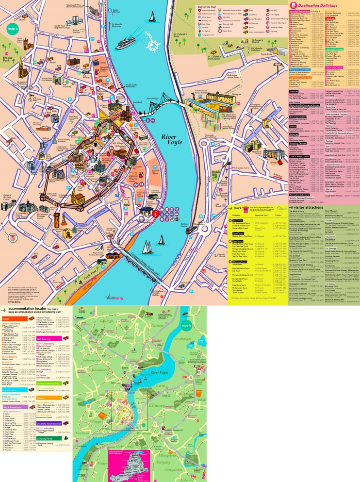 Derry hotels and sightseeings map