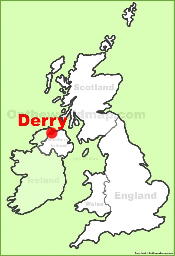 Derry location on the UK Map