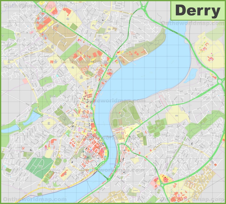 Detailed map of Derry