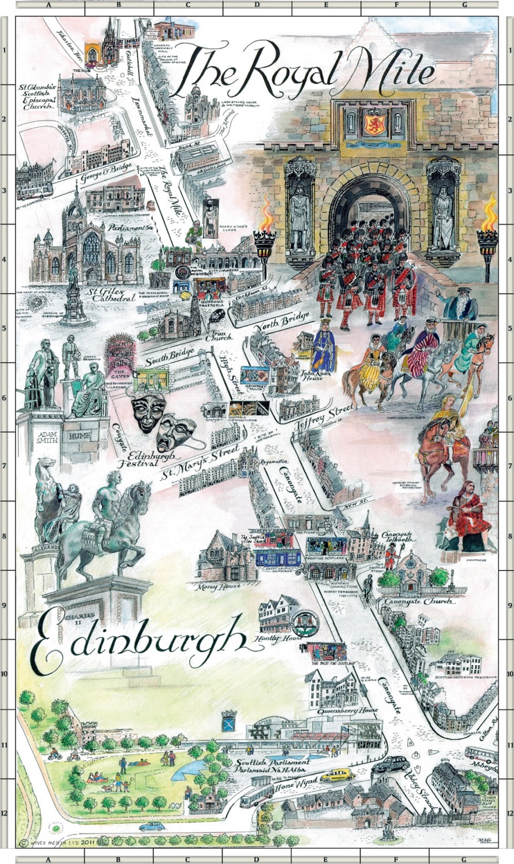 Old Town Edinburgh Scotland Map Royal Mile Castle Old Town Edinburgh Scotland Map Royal Mile Castle