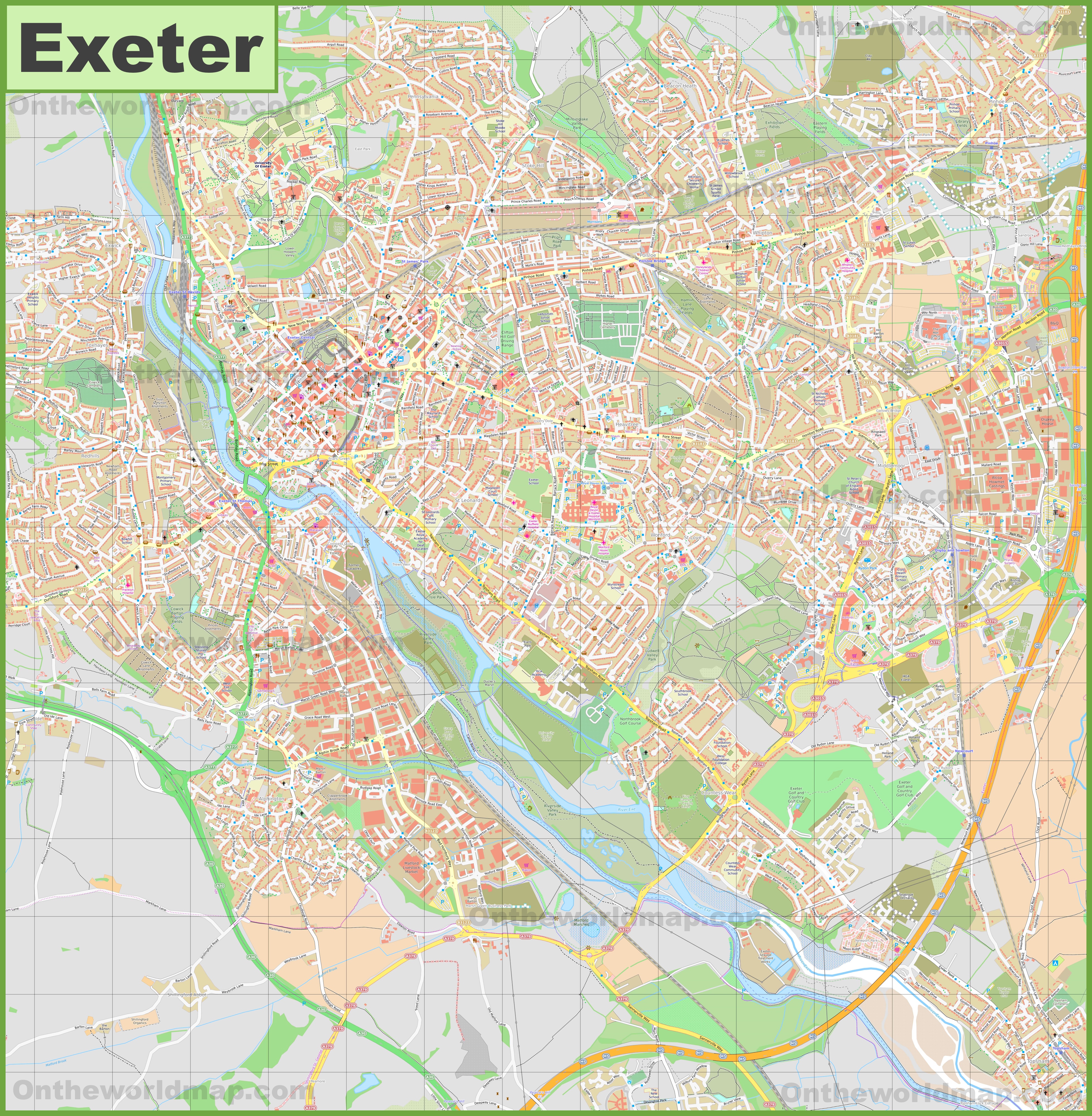 Detailed Map Of Exeter
