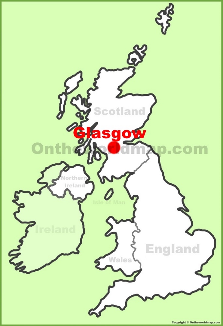 Glasgow location on the UK Map 