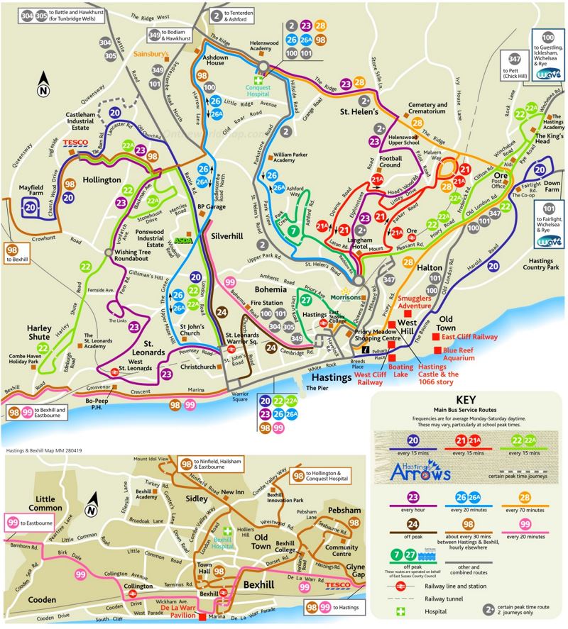 Hastings Bus Map