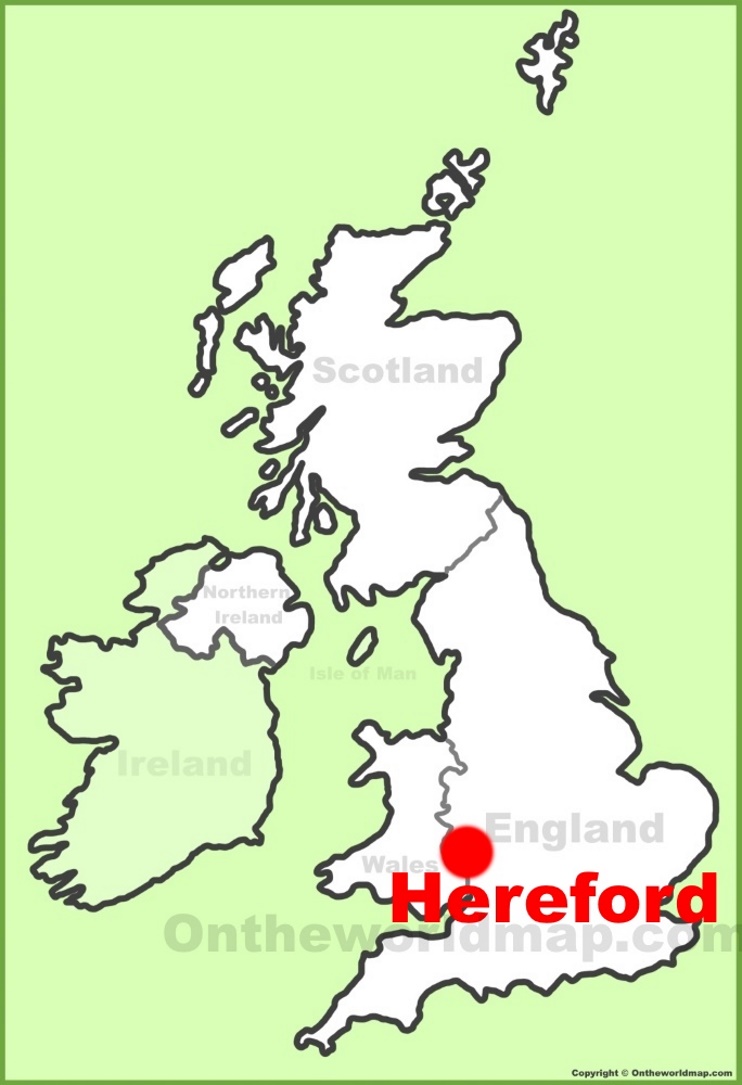 Hereford location on the UK Map