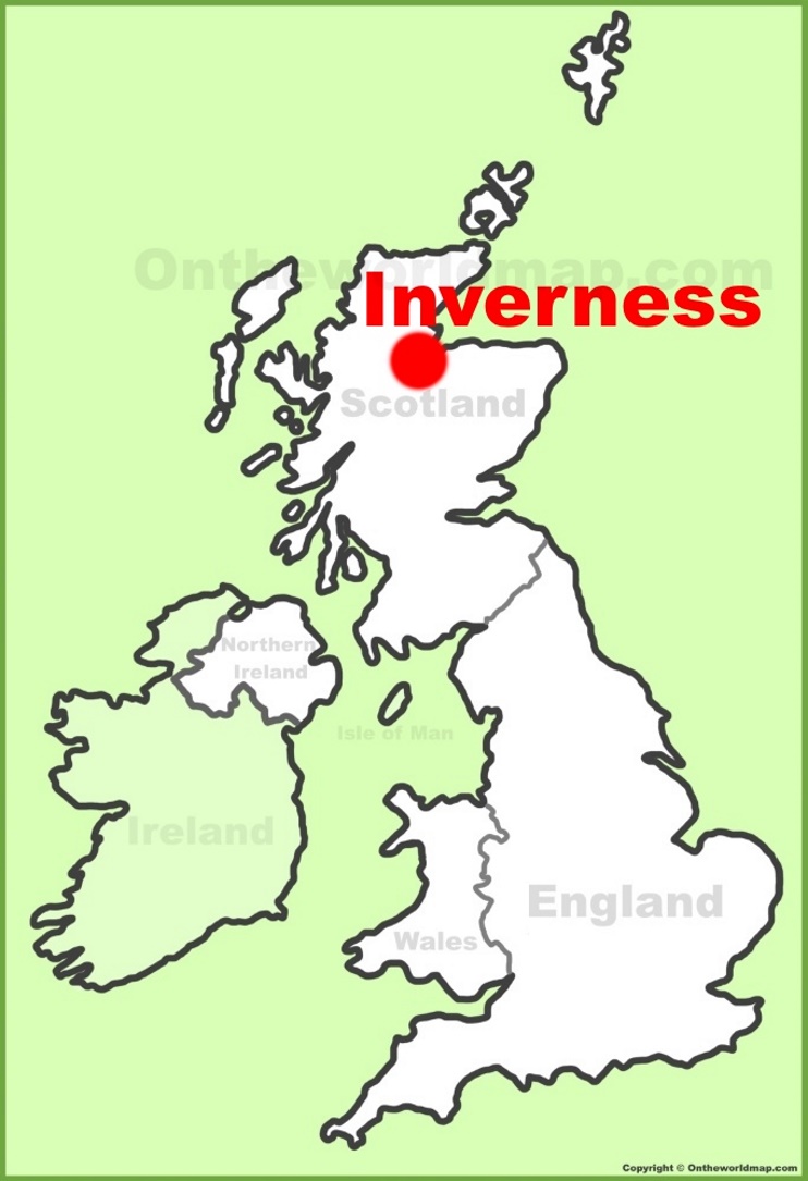 Inverness location on the UK Map