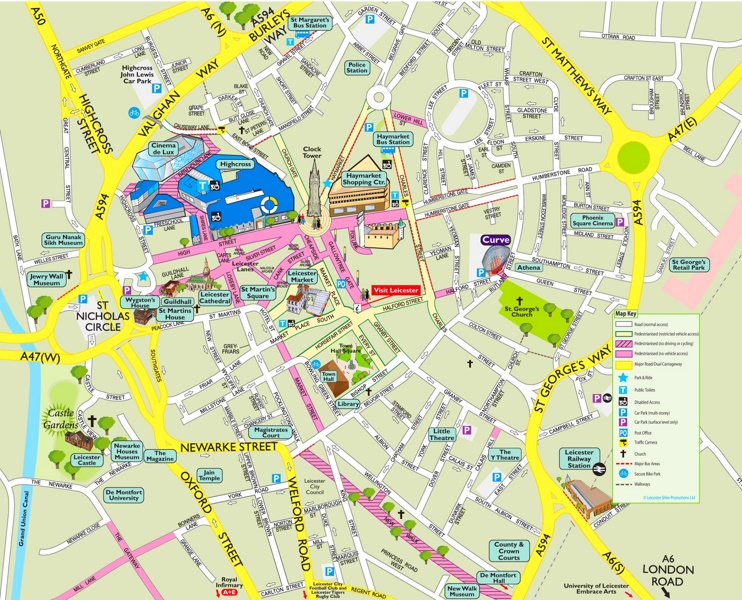 Leicester tourist attractions map