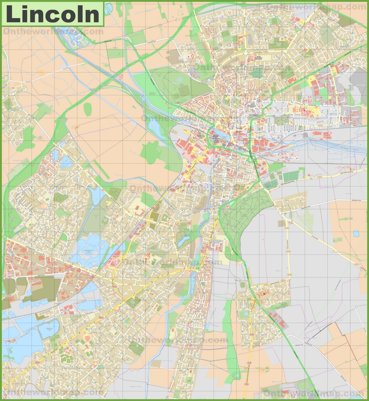 Detailed map of Lincoln